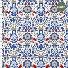 Tile Vase Tulip Carnation Patterned Digital Printed Fabric