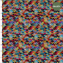 Digitally Printed Fabric with Embroidered Zigzag Pattern