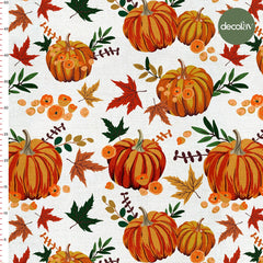 Halloween Autumn Leaf Pumpkin Pattern Digital Printed Fabric