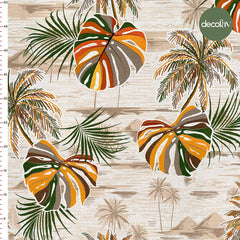 Botanik Palmiye Yaprak Desenli Dijital Baskılı Kumaş - Decofav | Kırlent, Sofra Tekstili, Kumaş