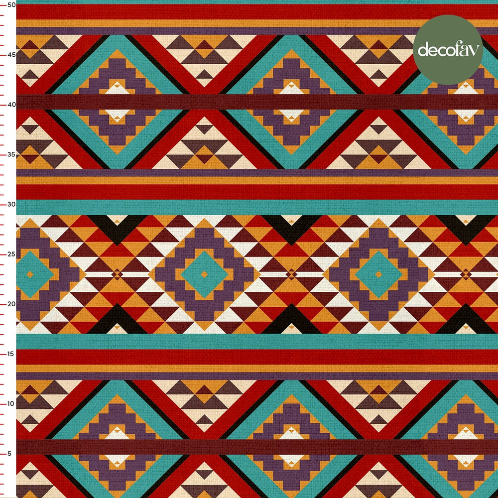 El Çizimi Kilim Etnik Geometrik Desenli Dijital Baskılı Kumaş - Decofav | Kırlent, Sofra Tekstili, Kumaş