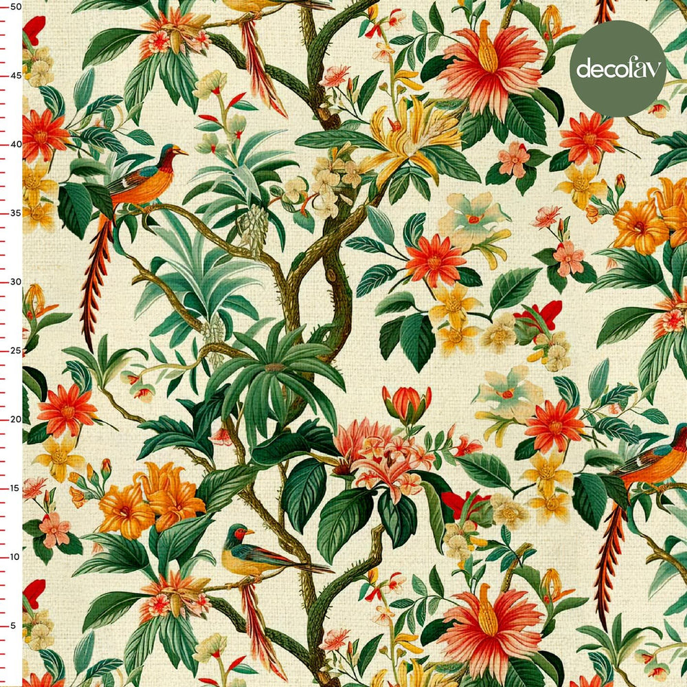 Tropik Cennet Desenli Dijital Baskılı Kumaş - Decofav | Kırlent, Sofra Tekstili, Kumaş