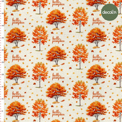 Sulu Boya Hello Pumpkin Slogan Yazılı Sonbahar Desenli Dijital Baskılı Kumaş - Decofav | Kırlent, Sofra Tekstili, Kumaş