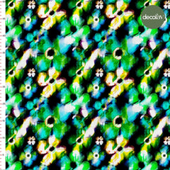 Abstract Green Floral Patterned Digital Printed Fabric