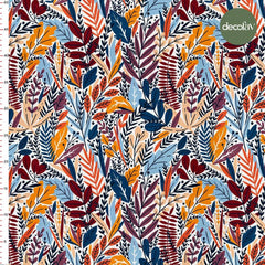 Renkli Yaprak Desenli Dijital Baskılı Kumaş