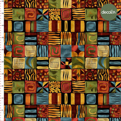 African Colorful and Dynamic Geometric Patterned Digital Printed Fabric