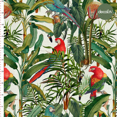 Tropical Forest Tree Leaf Parrot Pattern Digital Printed Fabric