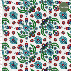 Çini Çiçek Desenli Dijital Baskılı Kumaş - Decofav | Kırlent, Sofra Tekstili, Kumaş