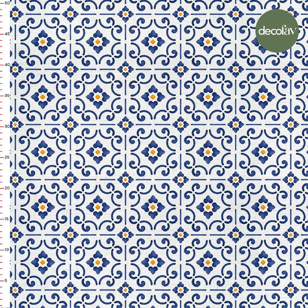 Geometrik Çini Fayans Desenli Dijital Baskılı Kumaş - Decofav | Kırlent, Sofra Tekstili, Kumaş