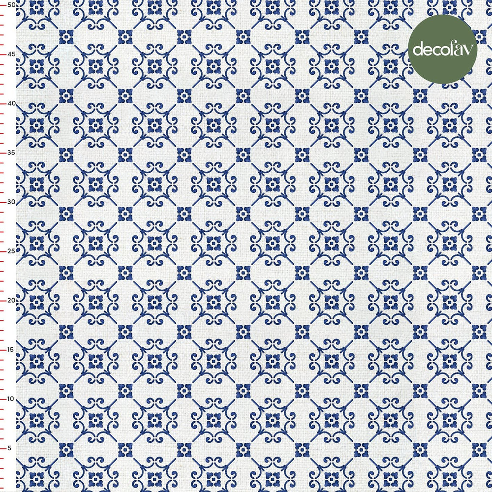 Çini Geometrik Fayans Desenli Dijital Baskılı Kumaş - Decofav | Kırlent, Sofra Tekstili, Kumaş