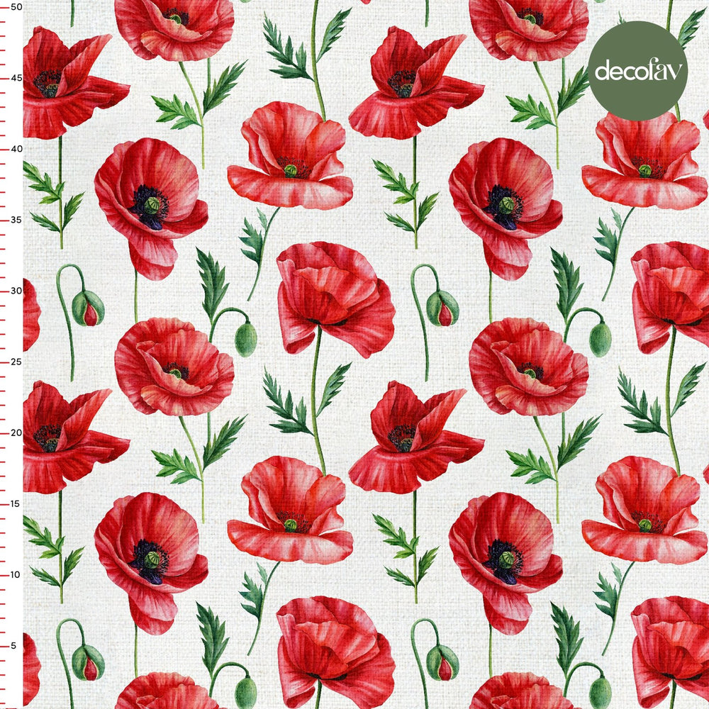 Gelincik Çiçek Desenli Dijital Baskılı Kumaş - Decofav | Kırlent, Sofra Tekstili, Kumaş