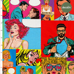 El Çizimi Sevgi Konulu Pop Art  Desenli Dijital Baskılı Kumaş