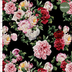 Digitally Printed Fabric with Watercolor Rose Pattern