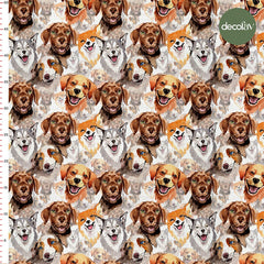 Digitally Printed Fabric with Cheerful Dog Pattern