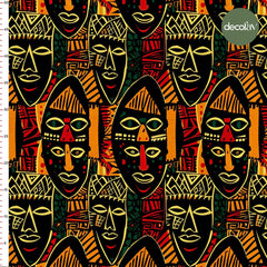 Digitally Printed Fabric with African Style Masks Pattern