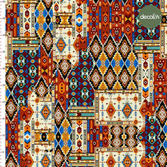 Patchwork Etnik Kilim Desenli Dijital Baskılı Kumaş - Decofav | Kırlent, Sofra Tekstili, Kumaş
