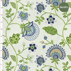 Hand Drawn Ivy Flower Pattern Digital Printed Fabric with Embroidery Look