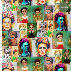 Digitally Printed Fabric with Mexican Portrait Pattern