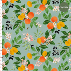 Mediterranean Garden Citrus Paradise Patterned Digital Printed Fabric