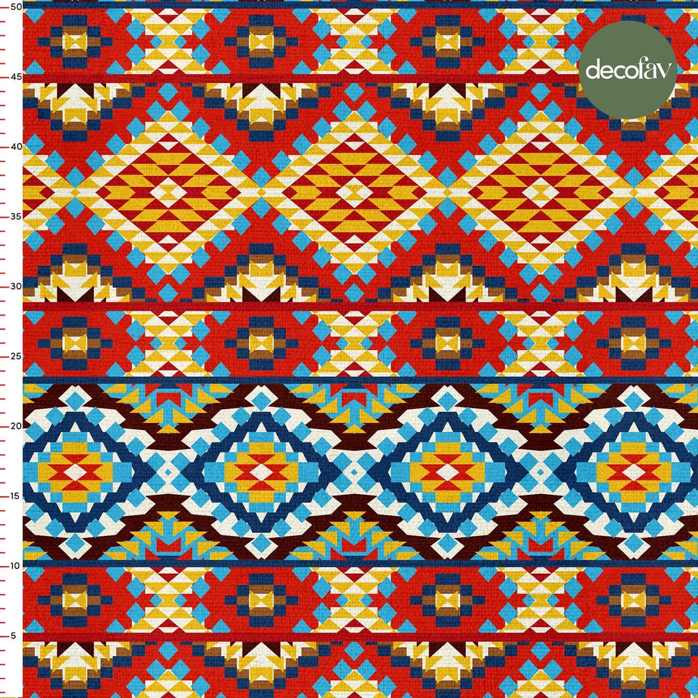Geometrik Kilim Desenli Dijital Baskılı Kumaş - Decofav | Kırlent, Sofra Tekstili, Kumaş
