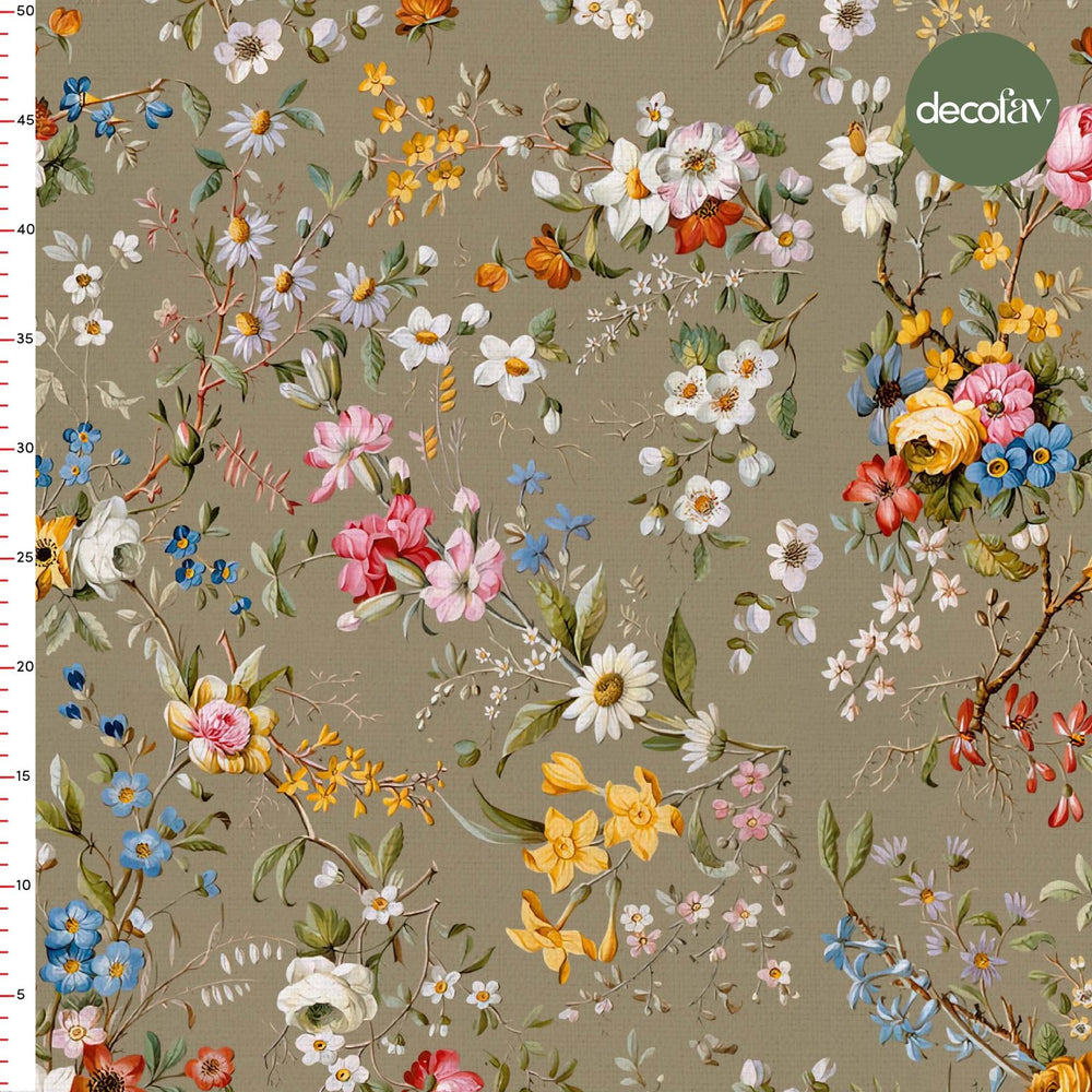 Renkli Çiçek Düşleri Desenli Dijital Baskılı Kumaş - Decofav | Kırlent, Sofra Tekstili, Kumaş