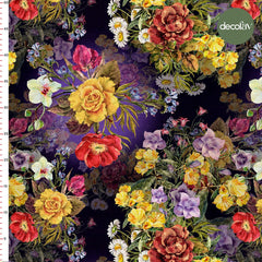 Purple-Based Floral Patterned Digital Printed Fabric