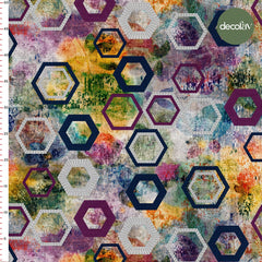 Abstract Geometric Hexagonal Patterned Digital Printed Fabric