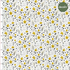 Yellow Crisp Floral Patterned Digital Printed Fabric