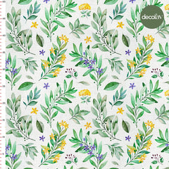 Küçük Çiçek Yaprak Desenli Dijital Baskılı Kumaş