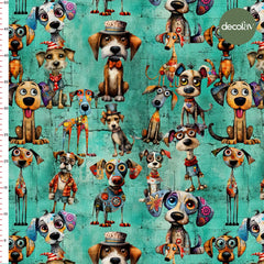 Happy Dog World Patterned Digital Printed Fabric