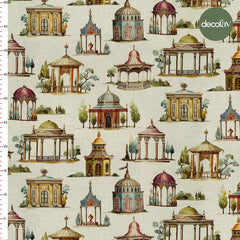 Digitally Printed Fabric with Artistic Hand-Drawn Domes Pattern