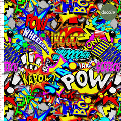 Pow Boom Yazı Desenli Pop Art Desenli Dijital Baskılı Kumaş