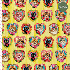 Çerçeveli Kedi Desenli Dijital Baskılı Kumaş - Decofav | Kırlent, Sofra Tekstili, Kumaş