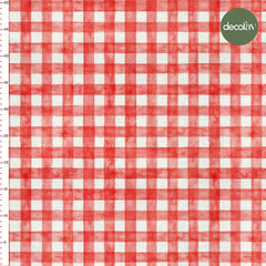 Two-Color Watercolor Gingham Patterned Digitally Printed Fabric