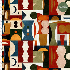 African Themed Modern Ethnic Patterned Digital Printed Fabric