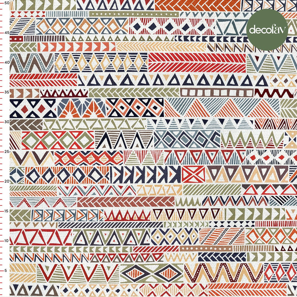 Etnik Harmoni Renkli Geometri Desenli Dijital Baskılı Kumaş - Decofav | Kırlent, Sofra Tekstili, Kumaş