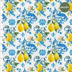 Limon Çini Zemin Desenli Dijital Baskılı Kumaş