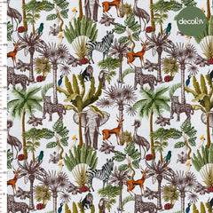 Tropikal Safari Hayvan Desenli Dijital Baskılı Kumaş