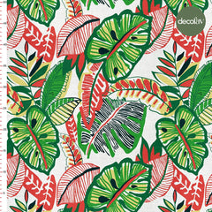 Colorful Hand Drawn Tropical Leaf Patterned Digital Printed Fabric