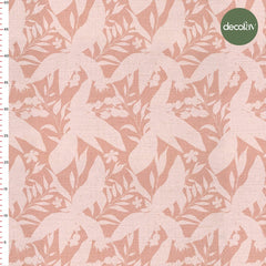 Somon Renk Çiçek Silüet Desenli Dijital Baskılı Kumaş