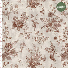 Digitally Printed Fabric with Hand-Drawn Wildflower Bouquet Pattern