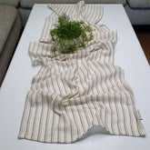 Natural Woven Striped Fabric Linen Effect Runner