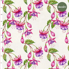 Digitally Printed Fabric with Watercolor Fuchsia Pattern