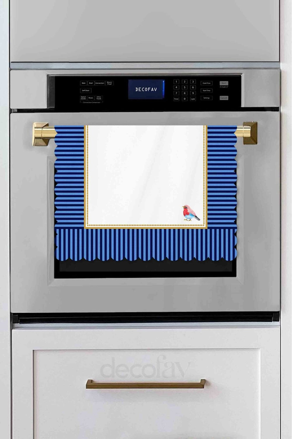 Dekoratif Mavi Kenar Kuş Tasarım Lazer Kesim Fırın Örtüsü - Decofav | Kırlent, Sofra Tekstili, Kumaş