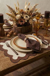 Marea Kahve Bej Kumaş Dalga Form Amerikan Servis 43x35 - 2 Adet