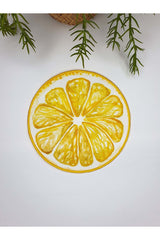 Sulu Limon Dilimi Desenli Sarı Nakışlı Kokteyl Peçetesi 1 Adet