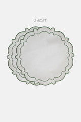 Ripple İnci Beyaz Suni Deri Nakışlı Amerikan Servis 2 Adet