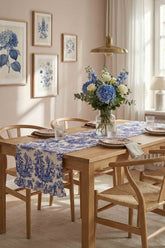Dekoratif Fırfırlı Saks Toile Runner – Su İtici Pamuk Karışımlı 140x45 cm