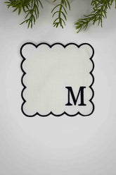 M Harfi Siyah Nakışlı Monogram Patch Kumaş Kokteyl Peçetesi 1 Adet - Decofav | Kırlent, Sofra Tekstili, Kumaş