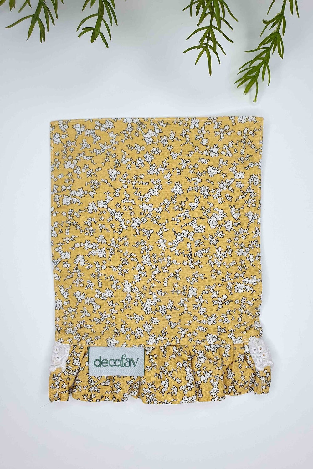 Sarı Çiçekli Kokteyl Peçetesi – Dantel Fırfır Detaylı 1 Adet - Decofav | Kırlent, Sofra Tekstili, Kumaş